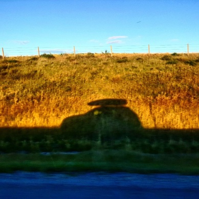 Driving next to our shadow